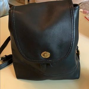 Genuine coach black leather backpack purse